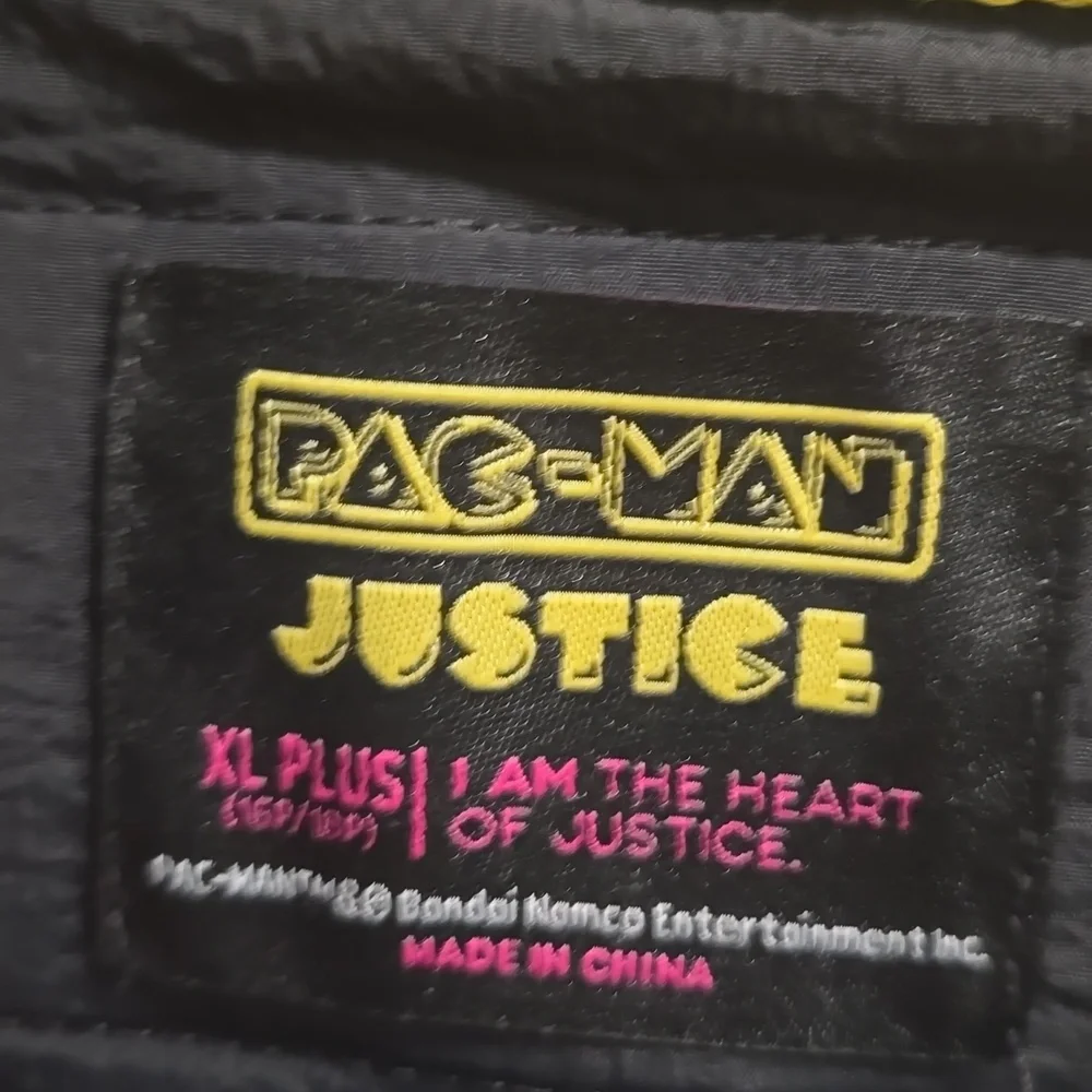 JUSTICE Pac-Man & Ghosts Black Bomber Jacket with Yellow Trim NWOT